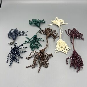 Lot of 5 Vintage 60s–70s Beaded Tassel Ponytail Holders Boho Hair Ties